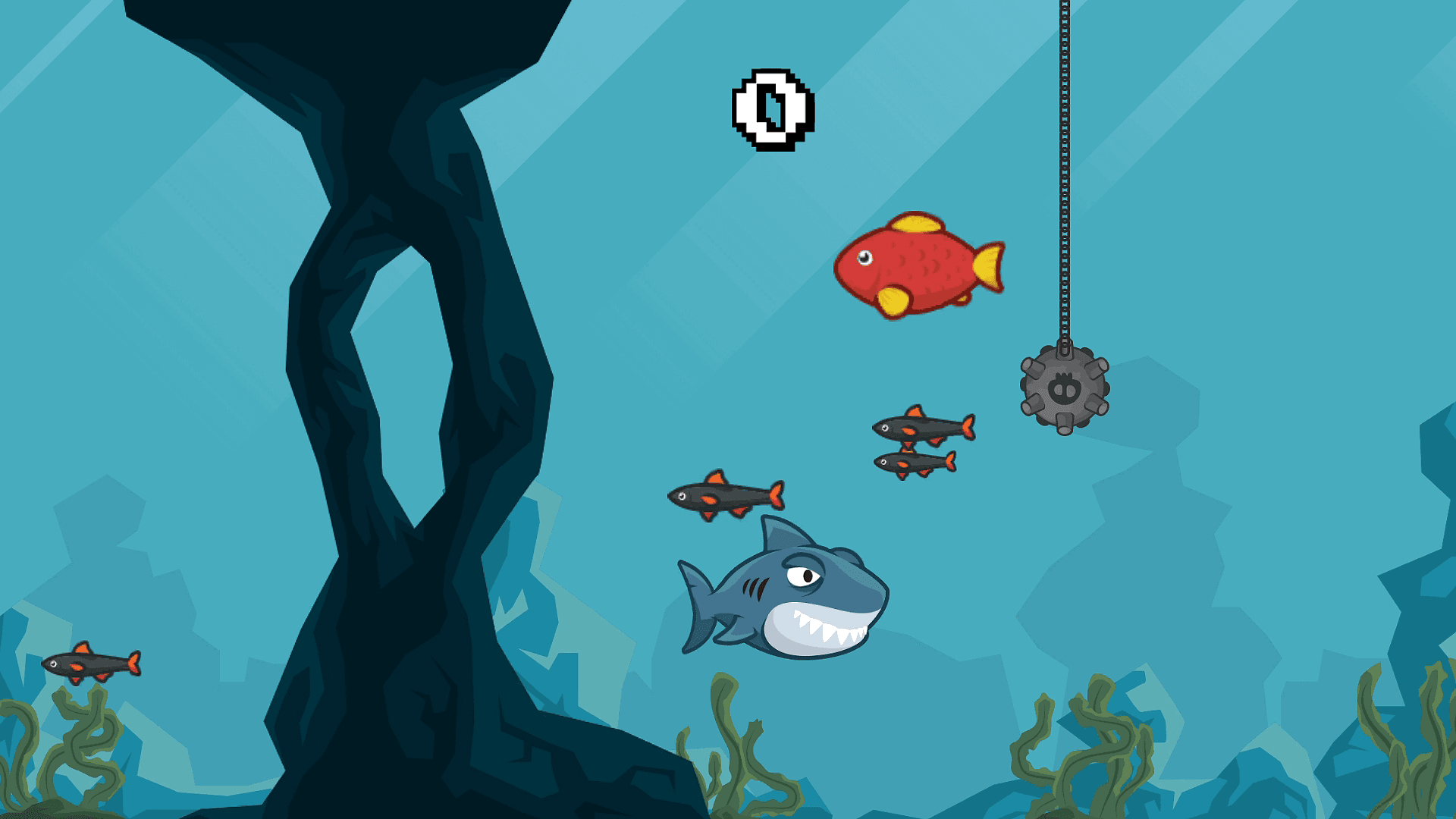 A Flappy Shark match in progress